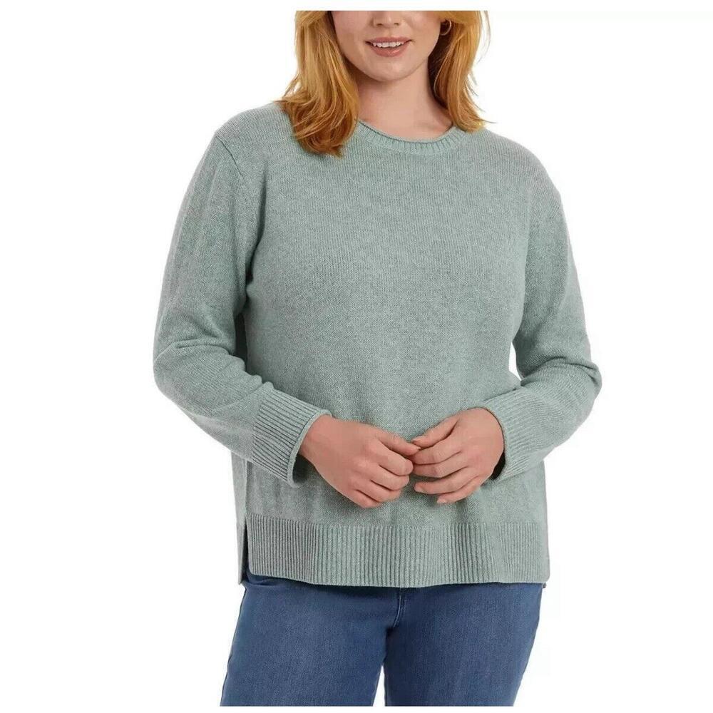 Ella Moss Women's Crew Neck Knit Pullover Sweater, Green, Size S. W - Picture 1 of 2